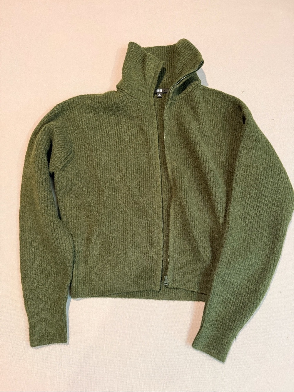 Uniqlo Olive Green Zip-Up Turtleneck Sweater